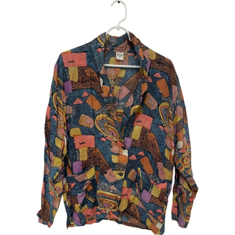 Blazer Jacket Womens Size Small Multicolor‎ Single Breasted Long Sleeve